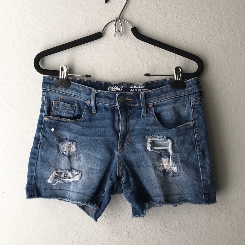 Ripped jean shorts